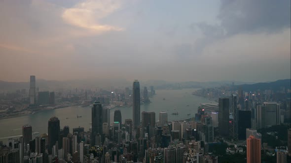 Beautiful building and architecture around Hong kong city skyline