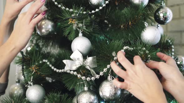 Women Sitting Near Christmas Tree