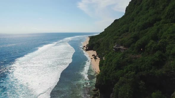 Tropical Island Mountain Coastline and Beach Aerial