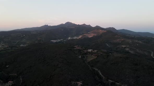 Aerial view of Mount Capanne in Marciana, Elba Island, Italy.