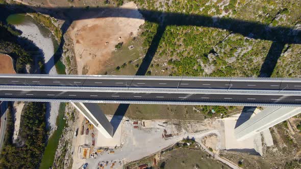 Aerial Shot of the Fully Finished Moracica Bridge in Montenegro