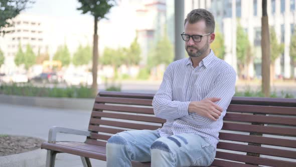 Portrait of Young Adult Man Sleeping Outdoor