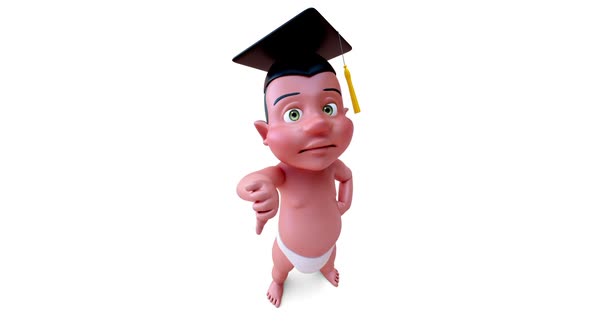 Fun 3D cartoon of an indian student baby