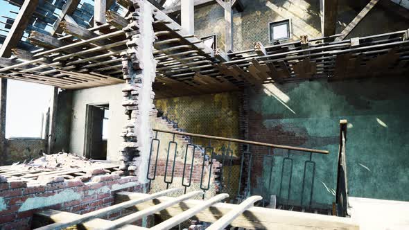 Abandoned Ruined Building After War alt