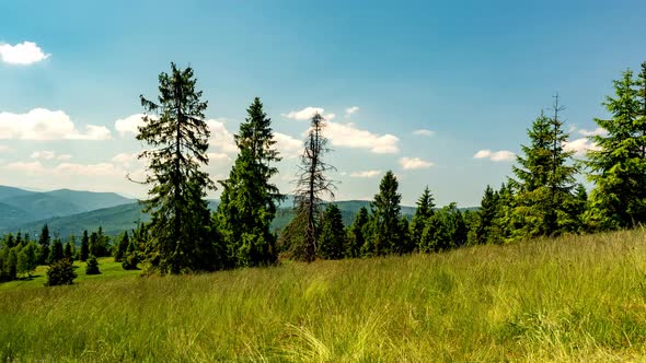 View of the Beskid Mountains on a sunny day.