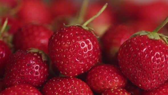 Closeup of healthy strawberries, full of vitamins and useful for immunity, grown naturally on farm.