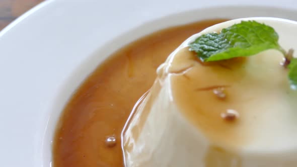 Sweet panna cotta dessert