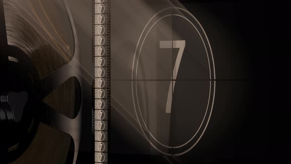 Projector Film and Cinema Screen with Film Reel and Retro Style Countdown