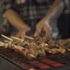 Hong Kong Chef Turns Kebabs and Spreads Sauce on Grill - VideoHive Item for Sale