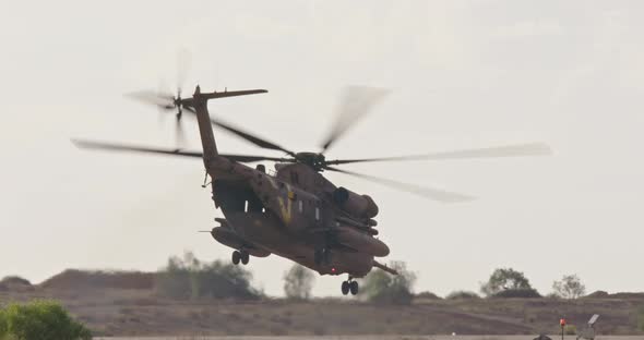 Large helicopter during a military rescue mission