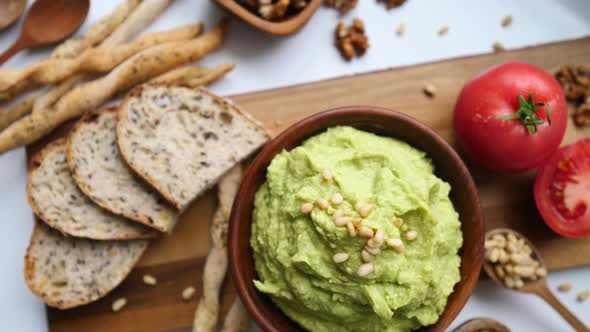 Avocado Smash And Fresh Bread. Healthy Vegan Diet.