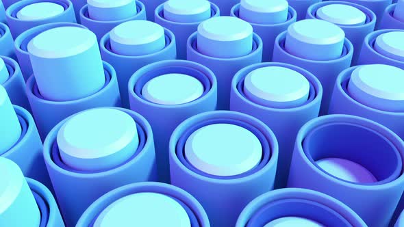 Abstract Blue Background with Cylinder Columns