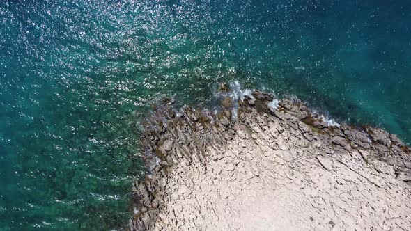 Aerial Rocky Waves and Sea 4K