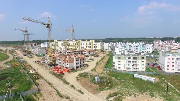 Builders are Working on the Construction of Modern Buildings
