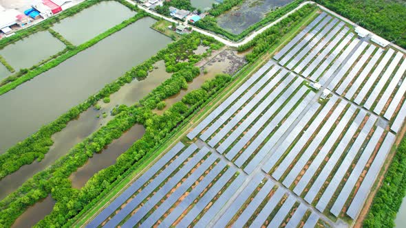 4K : Aerial view of a solar power station