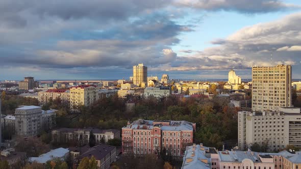Time lapse Clouds Over City. Kiev City At Sunset. Ukraine City Skyline Sunset. Sunset Time-lapse.