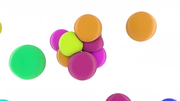 3d Color Soft Balls Motion Graphics on White Back