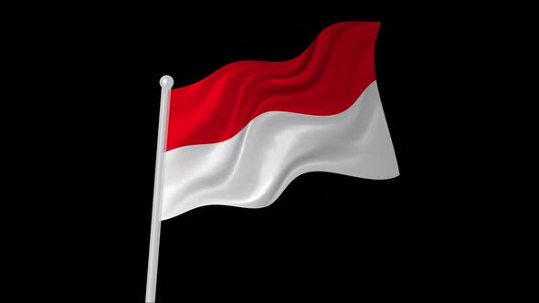 Indonesia Flag Flying Animated Black Background
