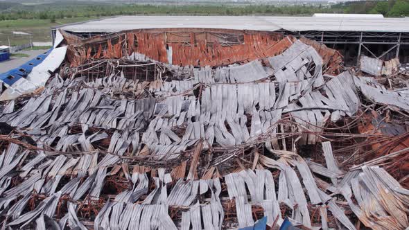 War in Ukraine  Destroyed Warehouse in Bucha