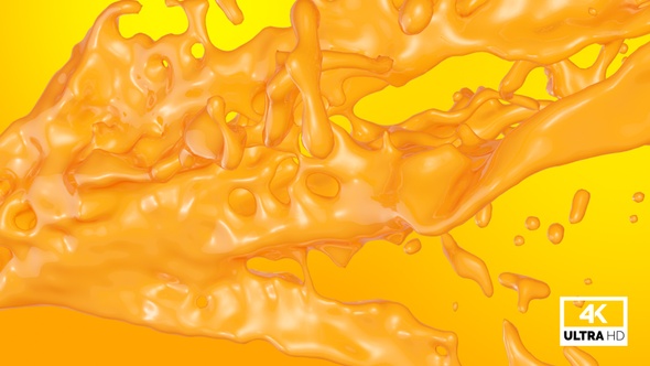 Orange Juice Stream Splash And Pouring