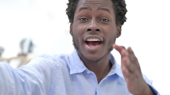 Closeup Shot of African Man Doing Video Chat