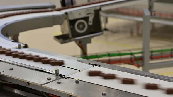 Conveyor with Passing Chocolate Bars