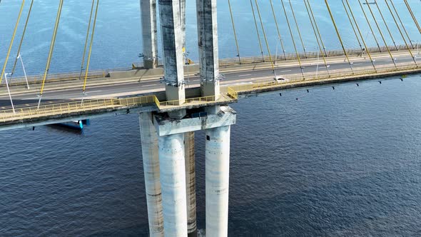 Landmark Cable Bridge at downtown Manaus Amazonas Brazil.