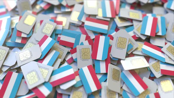 Many SIM Cards with Flag of Luxembourg