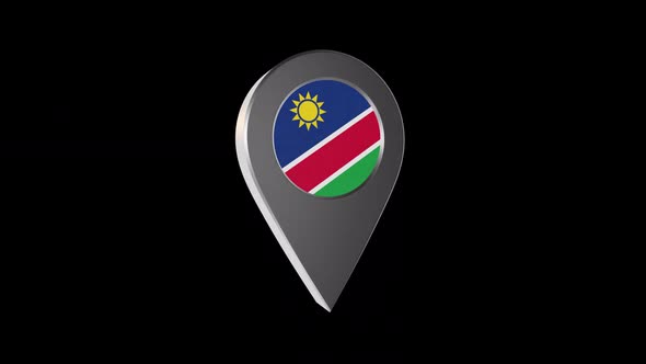 3d Animation Map Navigation Pointer With Namibia Flag With Alpha Channel - 2K