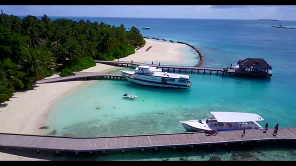 Aerial drone view abstract of luxury lagoon beach lifestyle by clear water with white sandy backgrou