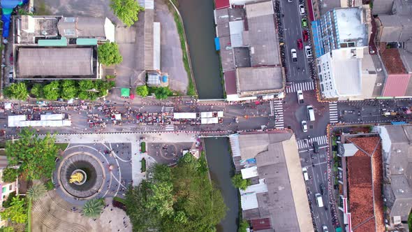 Aerial view Drone flying over phuket city Thailand