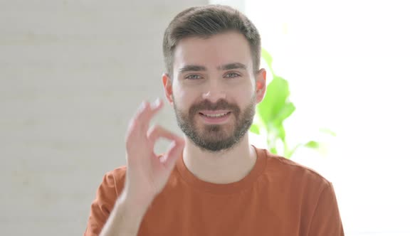 Positive Young Man Showing OK Sign