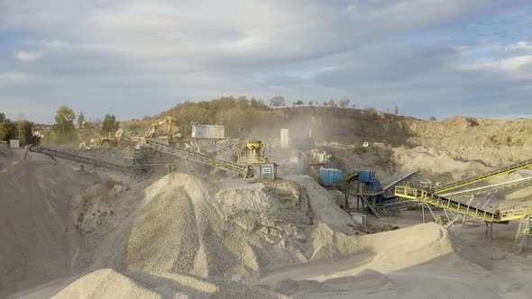 Quarry Conveyors Sand Stones in Slow Motion