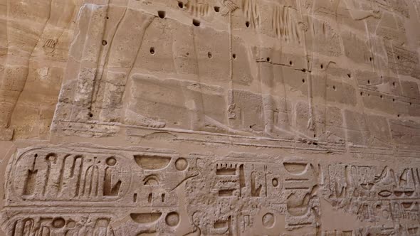 Ancient Drawings On The Walls Of The Medinet Habu Temple