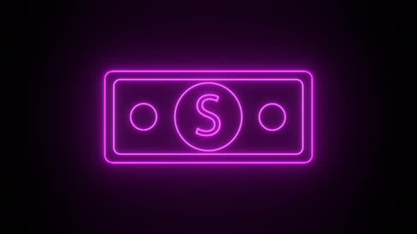 Neon Dollar banknote sign.