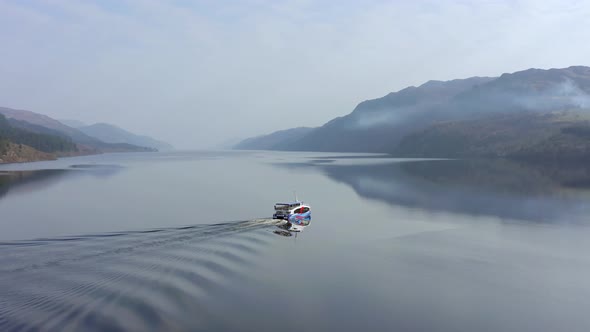 Nessie Tour Boat on Loch Ness Near Fort Augustus in Scotland