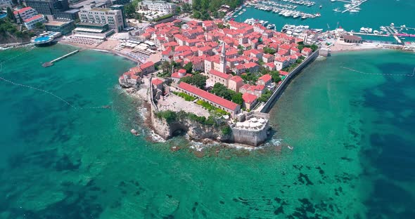 Budva, Montenegro. Famous Old Town on Adriatic sea
