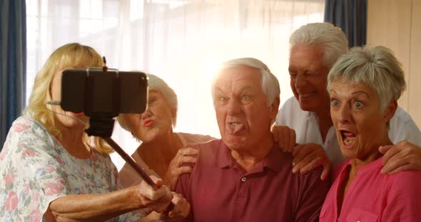 Group of senior friends taking a selfie