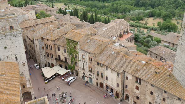 Piazza of San Gimignano From the Top of a Tower