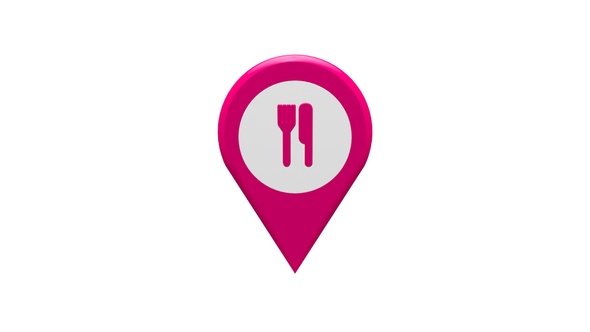3D Food And Restaurant Map Location Pin Pink V5
