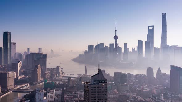 Timelapse of Shanghai City viewed , Sunrise day
