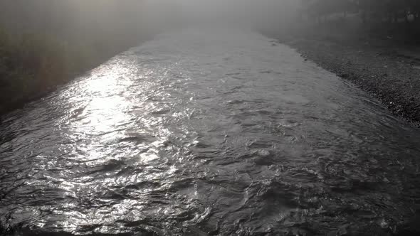 Foggy Morning Over the Mountain River