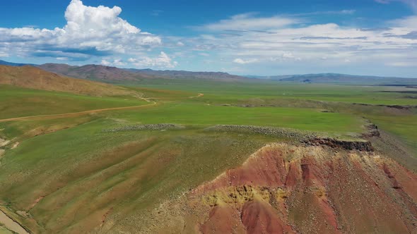 Aerial Mountains Landscape in Orkhon Valley