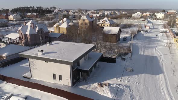 New modern white-brown residential house with garage and terrace 16