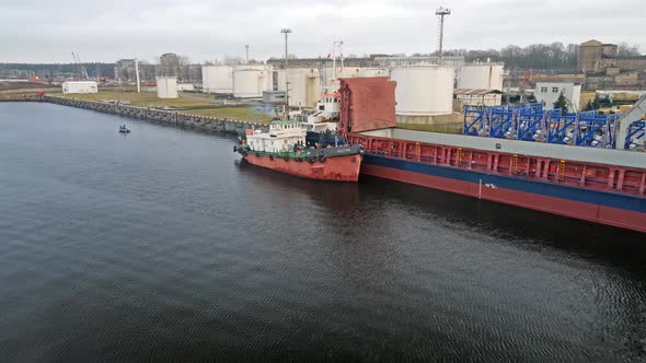 Cargo ship in port loading cargo