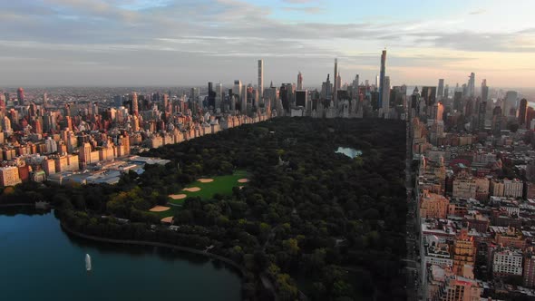 View on Central Park Buildings and Skyscrapers From Air