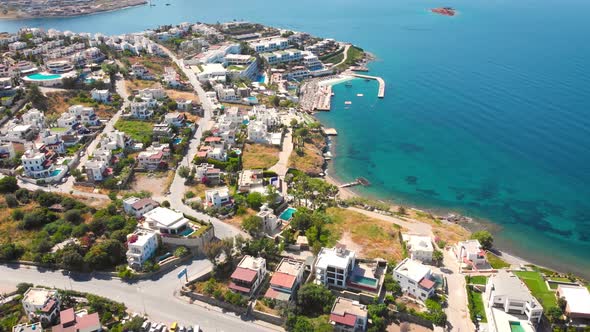 Bird Eye View of the City with Hotels and White Houses Onthe Ocean Coast at Noon