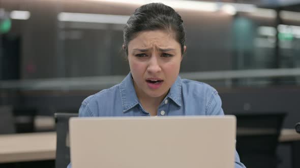 Close Up of Indian Woman Having Loss While Using Laptop