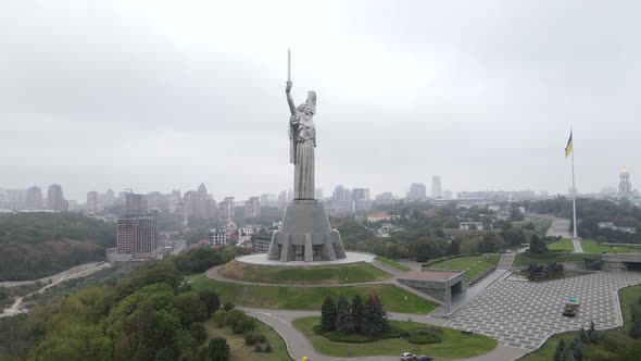 Kyiv Ukraine Aerial View in Autumn  Motherland Monument