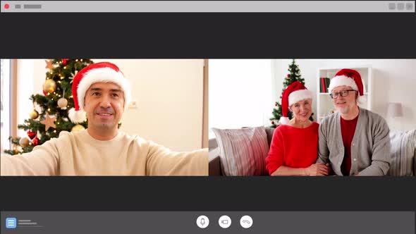 Man Having Video Call with Parents on Christmas